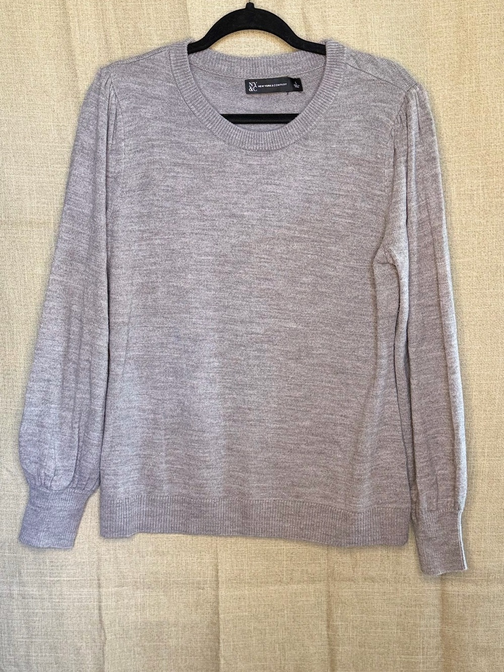 New York & Company Gray Puff Sleeve Sweater